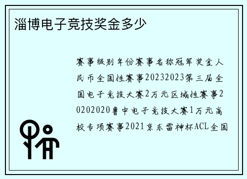 淄博电子竞技奖金多少